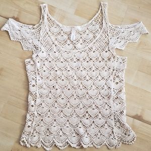 ESTAM Crochet Off the Shoulder Tank Blouse